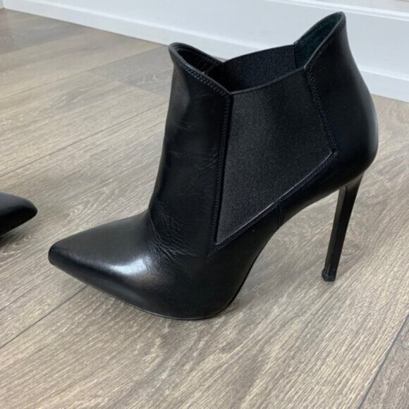 Saint Laurent YSL Classic Paris Ela 110 Ankle Boots Heels Stiletto Leather Black - Picture 6 of 15